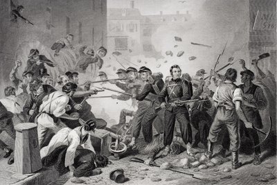 Massachusetts militia passing through Baltimore, Pennsylvania, 1861 by Felix Octavius Carr Darley